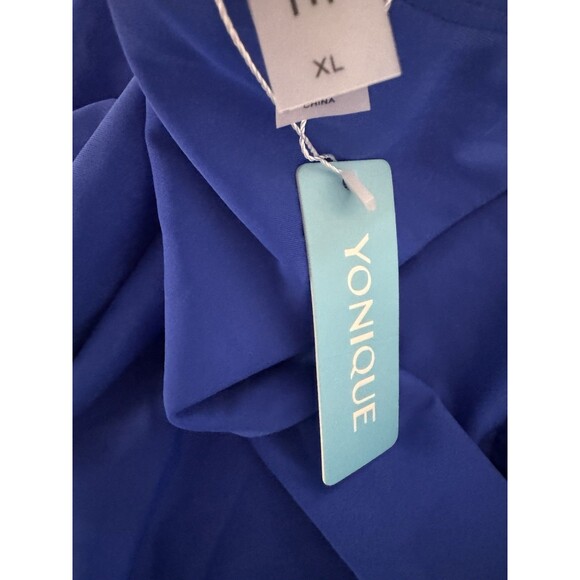 Women's Swimsuit Tummy Control Tankini top size XL royal blue Halter V Neck Swim - Picture 11 of 13